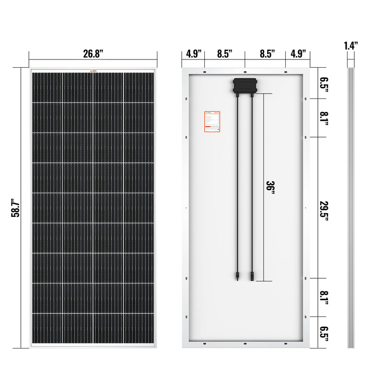 RICH SOALR MEGA 200 | 200 Watt Solar Panel | Premier 12V Off-Grid Solar Panel for RVs Cabins, Boats | 25-Year Output Warranty | UL Certified