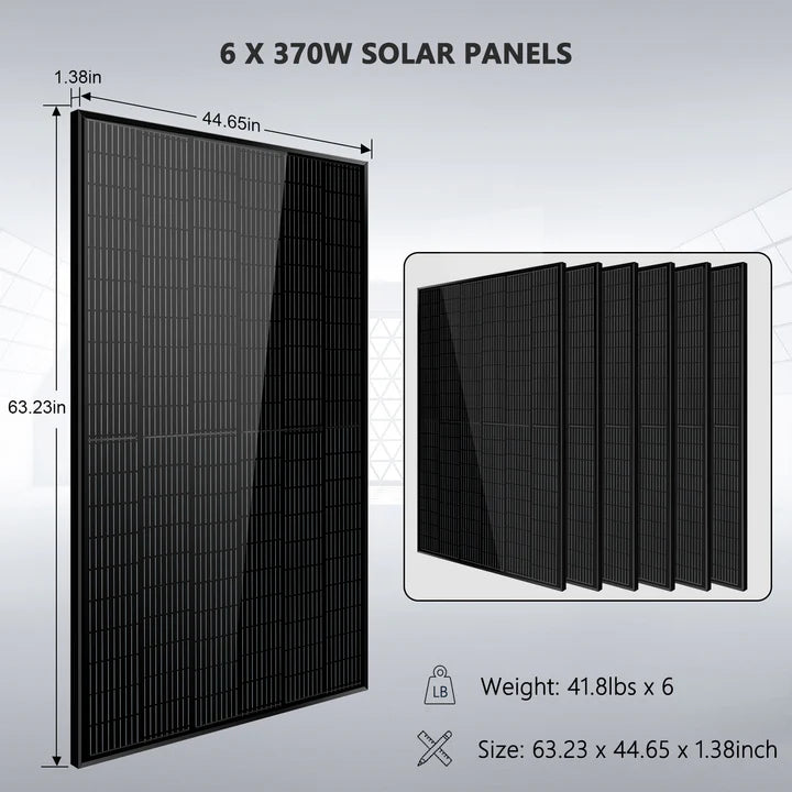 SUNGOLD POWER Off-Grid Solar Kit 5000W 48VDC 120V 10.24KWH PowerWall Lithium Battery 6 X 370 Watts Solar Panels SGM-5K10M