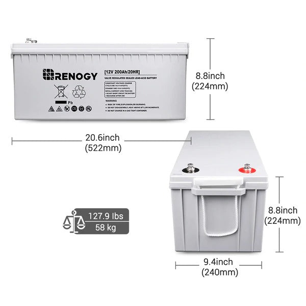 Renogy Deep Cycle AGM Battery 12V 200Ah