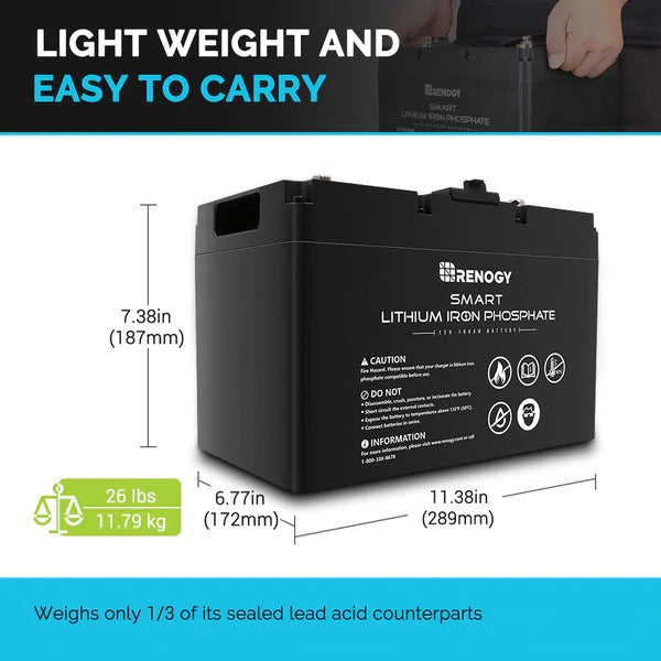 Renogy 12V 100Ah Smart Lithium Iron Phosphate Battery