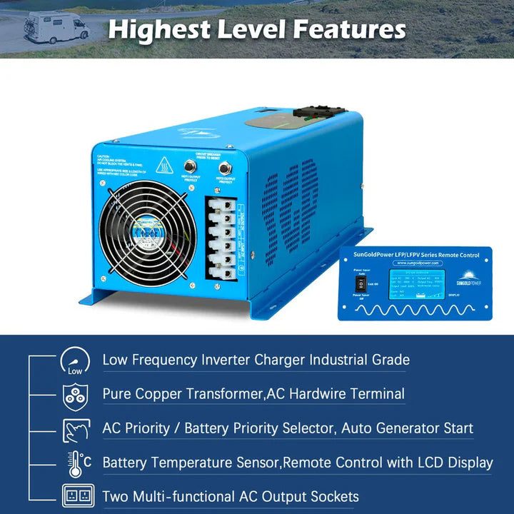 SUNGOLD POWER 6000W DC 24V Split Phase Pure Sine Wave Inverter With Charger