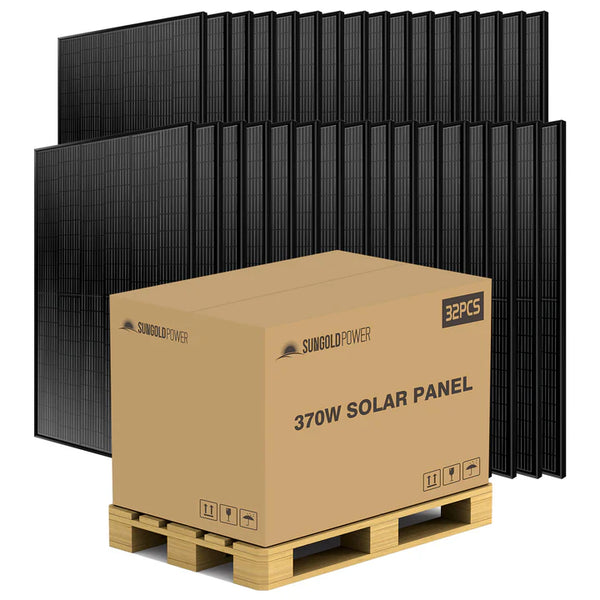 SUNGOLD POWER 370W MONO BLACK PERC SOLAR PANEL FULL PALLET (32 PANELS)UL 61730