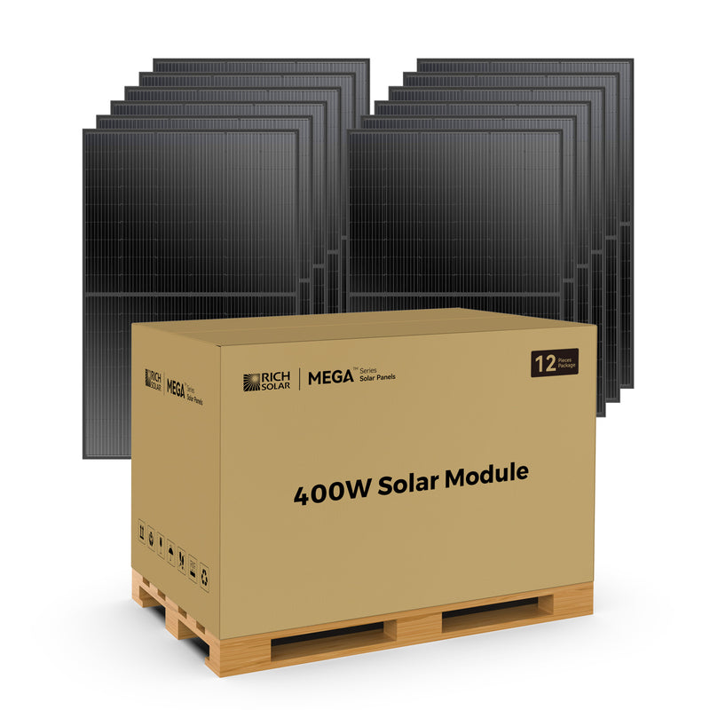 RICH SOLAR MEGA 400 | 400 Watt Solar Panel | Premium Grid-tie or Off-grid Solar Panel for Residential, Commercial, Agriculture | 25-Year Output Warranty | UL Certified