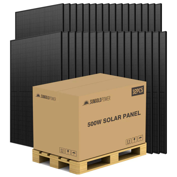 SUNGOLD POWER 500W MONO BLACK PERC SOLAR PANEL FULL PALLET (32 PANELS) UL 61730