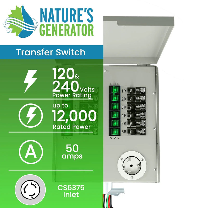 Nature's Generator 12-Circuit 120/240V 50A Non-Automatic Power Transfer Switch